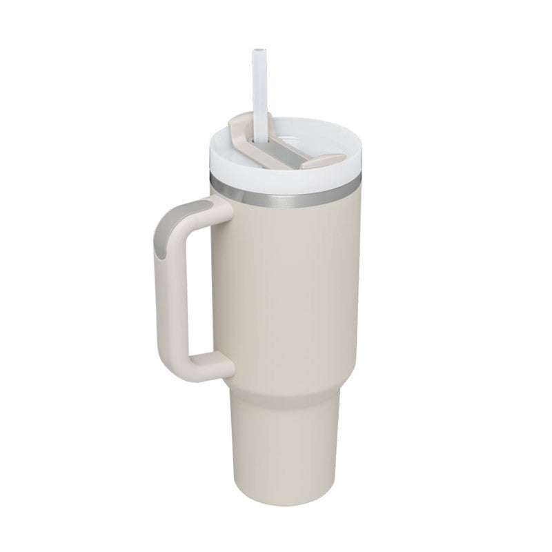 DecoRight 40oz Insulated Tumbler with Handle & Straw | Spill Proof Stainless Steel Mug