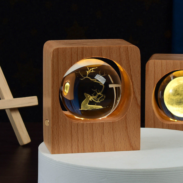Beech Crystal Ball 3D Night Light | USB LED Engraved Lamp for Bedroom – DecoRight