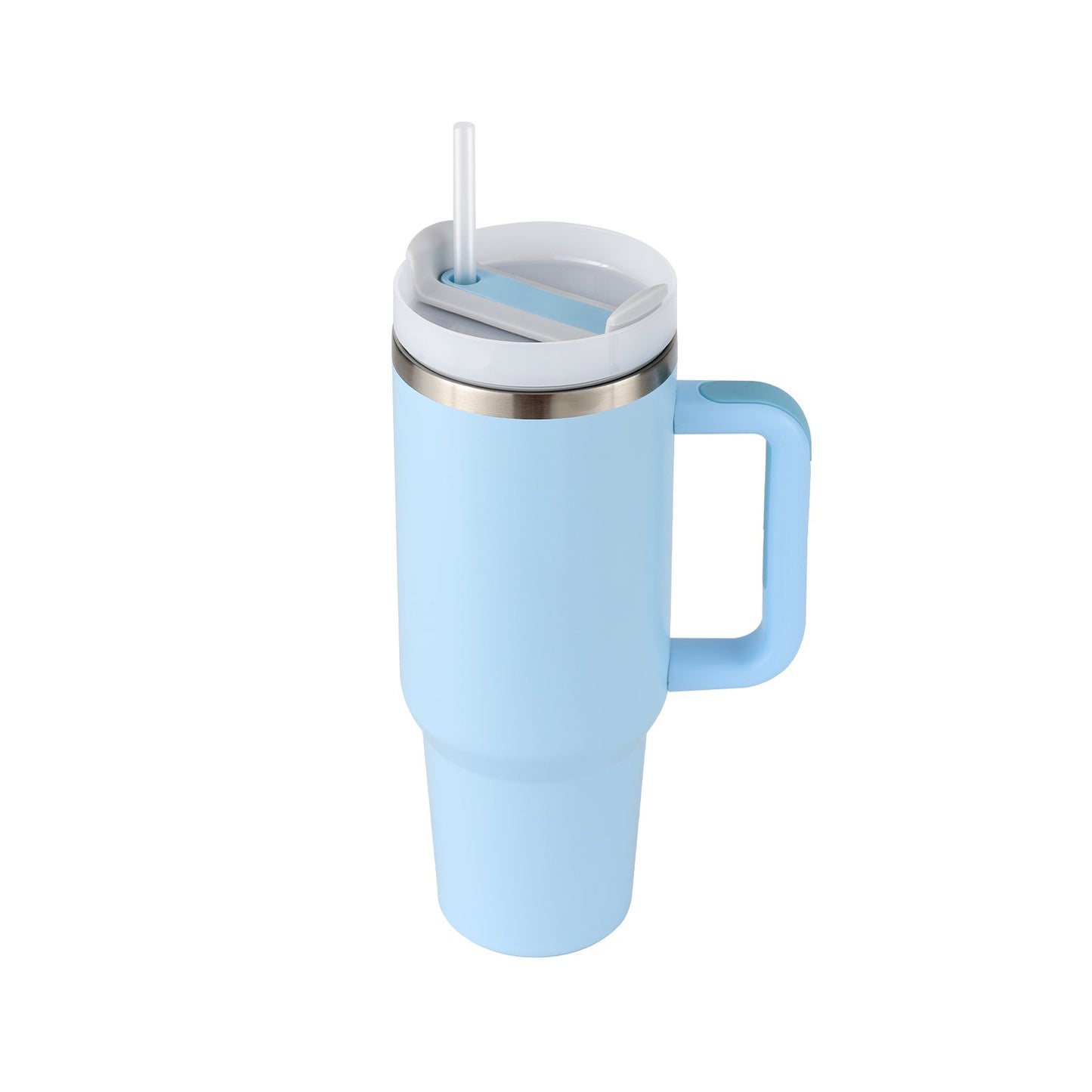DecoRight 40oz Insulated Tumbler with Handle & Straw | Spill Proof Stainless Steel Mug