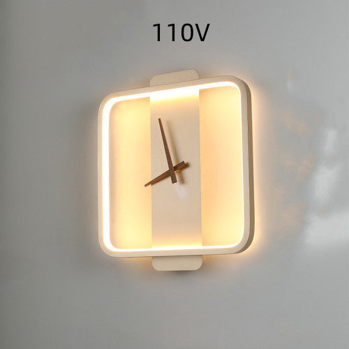 Nordic Wall Lamp with Clock | Modern Bedroom Bedside LED Light Fixture – DecoRight