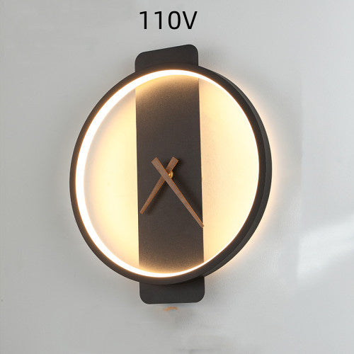 Nordic Wall Lamp with Clock | Modern Bedroom Bedside LED Light Fixture – DecoRight