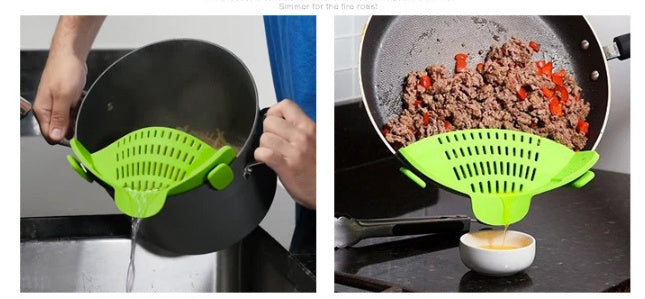 Wide-Mouth Silicone Pot Drain Strainer | DecoRight: Easy to Use & Heat Resistant