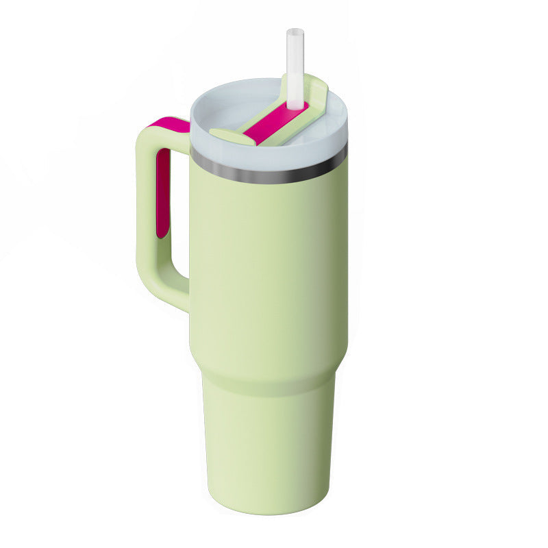 DecoRight 40oz Insulated Tumbler with Handle & Straw | Spill Proof Stainless Steel Mug