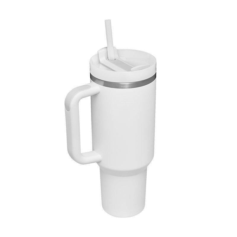 DecoRight 40oz Insulated Tumbler with Handle & Straw | Spill Proof Stainless Steel Mug