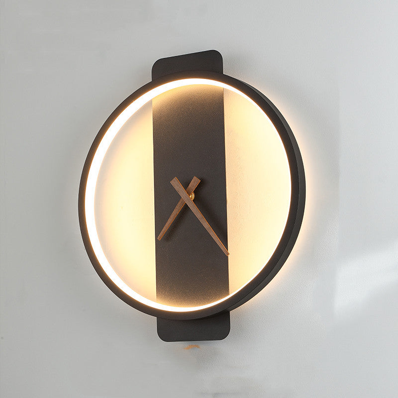 Nordic Wall Lamp with Clock | Modern Bedroom Bedside LED Light Fixture – DecoRight