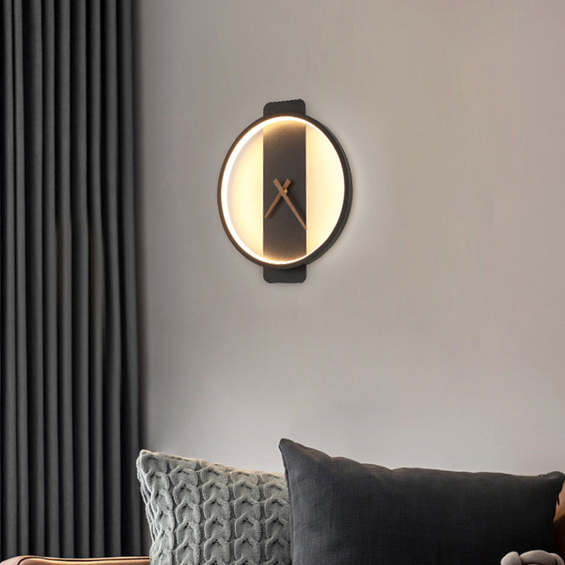Nordic Wall Lamp with Clock | Modern Bedroom Bedside LED Light Fixture – DecoRight