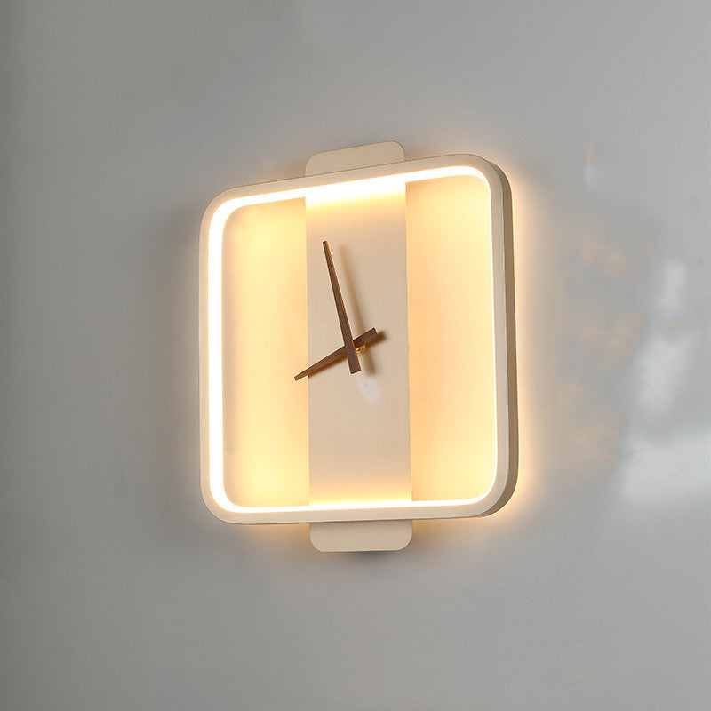 Nordic Wall Lamp with Clock | Modern Bedroom Bedside LED Light Fixture – DecoRight