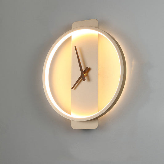 Nordic Wall Lamp with Clock | Modern Bedroom Bedside LED Light Fixture – DecoRight