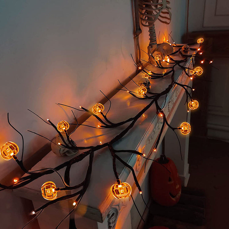 Halloween LED Willow Vine String Lights | Bat & Pumpkin Party Décor – DecoRight