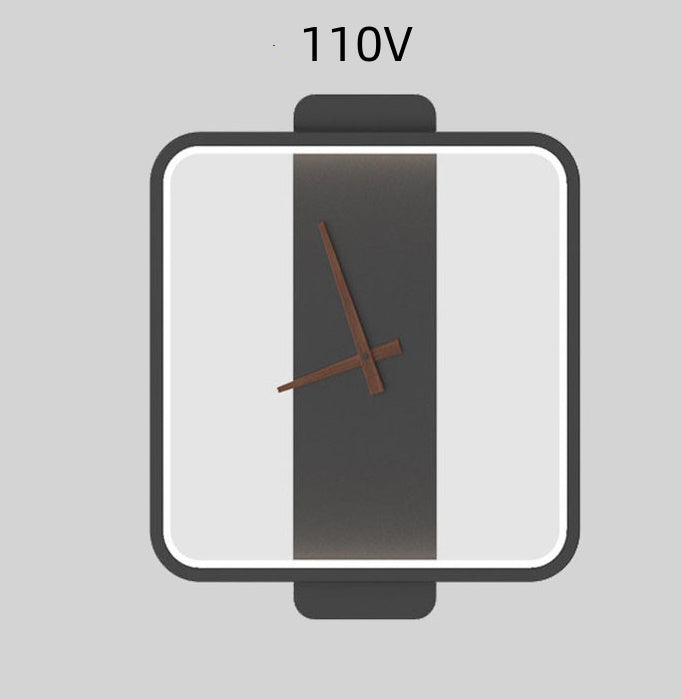 Nordic Wall Lamp with Clock | Modern Bedroom Bedside LED Light Fixture – DecoRight