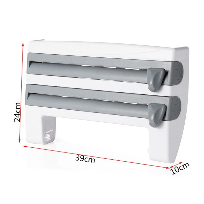 DecoRight 4-in-1 Kitchen Roll Holder Dispenser – Wall Mounted Foil, Cling Film & Tissue Organizer