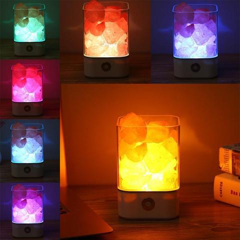 USB Crystal Light Himalayan Salt LED Lamp | Natural Air Purifier Night Light – DecoRight