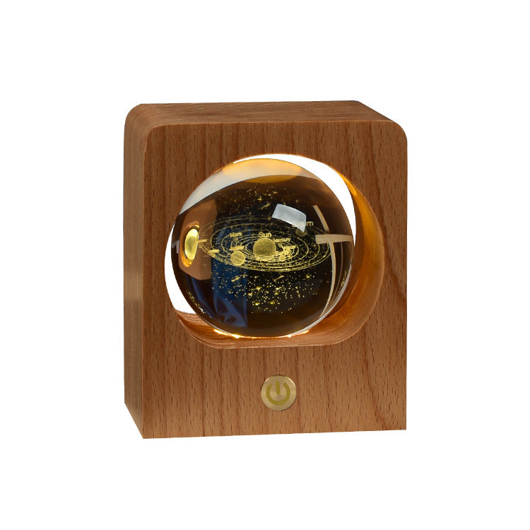 Beech Crystal Ball 3D Night Light | USB LED Engraved Lamp for Bedroom – DecoRight