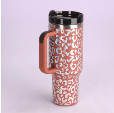 DecoRight 40oz Insulated Tumbler with Handle & Straw | Spill Proof Stainless Steel Mug