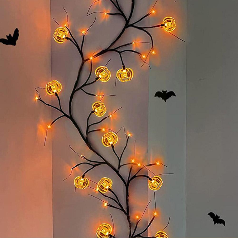 Halloween LED Willow Vine String Lights | Bat & Pumpkin Party Décor – DecoRight