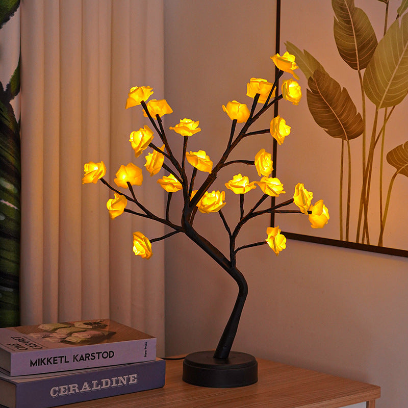 Flower Tree Rose Table Lamp | USB Fairy Night Light for Home & Gifts – DecoRight