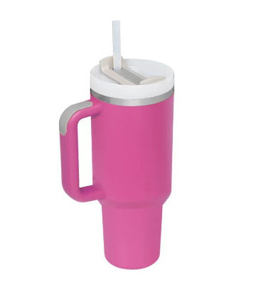 DecoRight 40oz Insulated Tumbler with Handle & Straw | Spill Proof Stainless Steel Mug