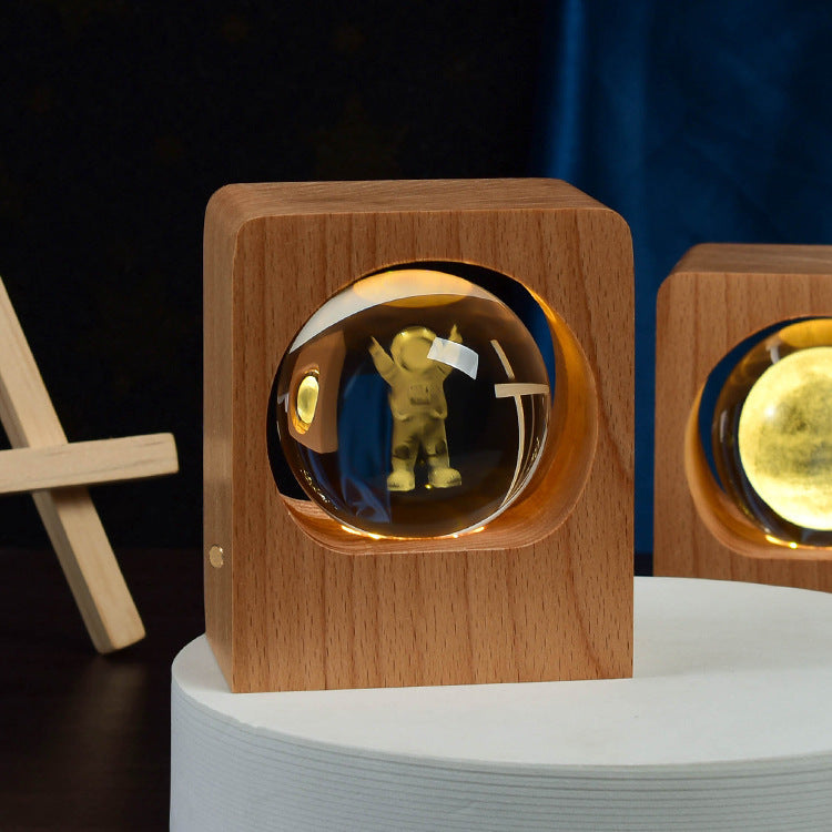 Beech Crystal Ball 3D Night Light | USB LED Engraved Lamp for Bedroom – DecoRight