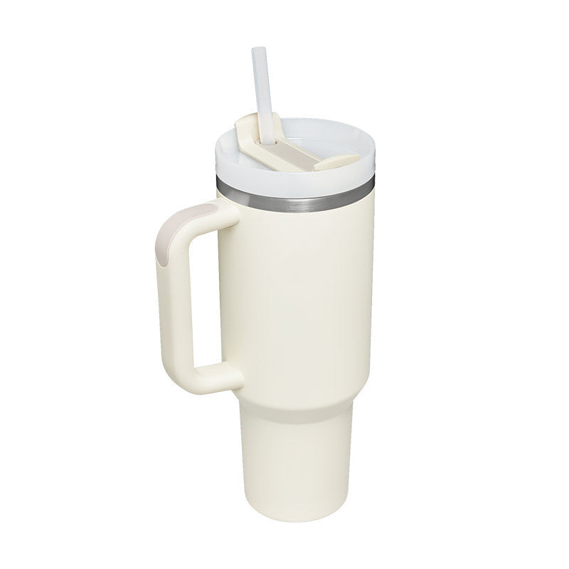 DecoRight 40oz Insulated Tumbler with Handle & Straw | Spill Proof Stainless Steel Mug