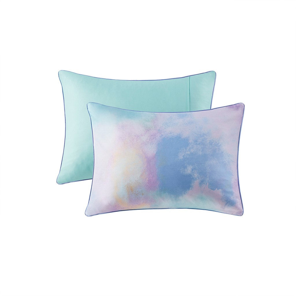 Cassiopeia Watercolor Tie Dye Printed Duvet Cover Set with Throw Pillow