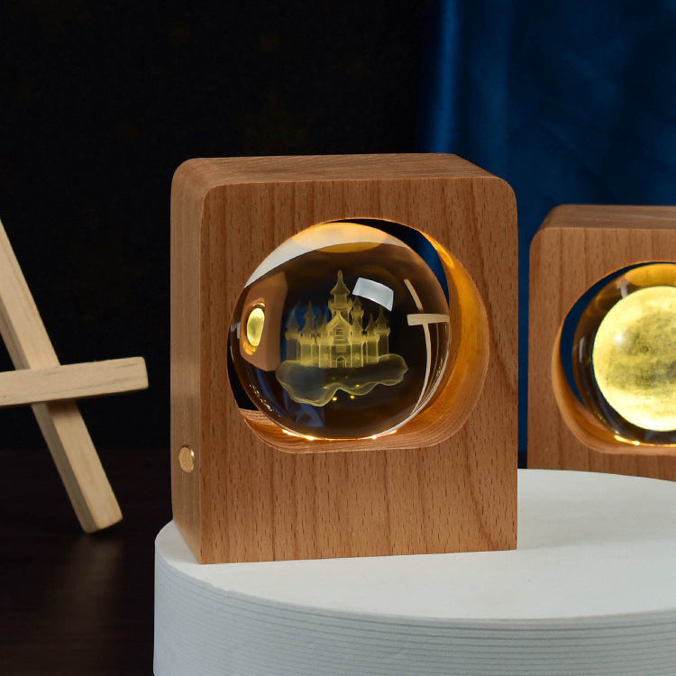 Beech Crystal Ball 3D Night Light | USB LED Engraved Lamp for Bedroom – DecoRight