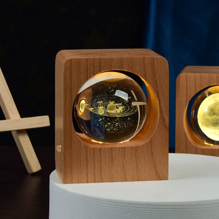 Beech Crystal Ball 3D Night Light | USB LED Engraved Lamp for Bedroom – DecoRight