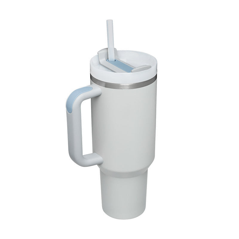 DecoRight 40oz Insulated Tumbler with Handle & Straw | Spill Proof Stainless Steel Mug