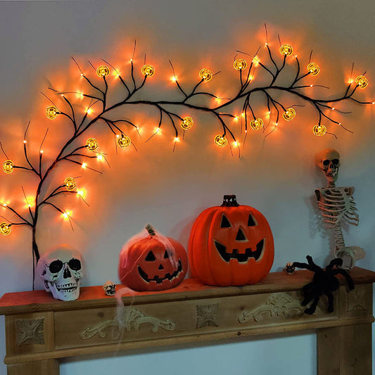 Halloween LED Willow Vine String Lights | Bat & Pumpkin Party Décor – DecoRight