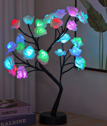 Flower Tree Rose Table Lamp | USB Fairy Night Light for Home & Gifts – DecoRight