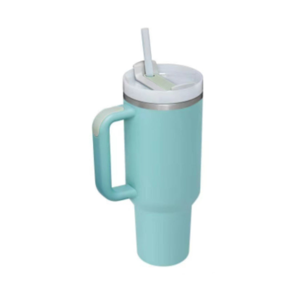 DecoRight 40oz Insulated Tumbler with Handle & Straw | Spill Proof Stainless Steel Mug