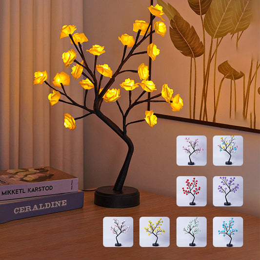 Flower Tree Rose Table Lamp | USB Fairy Night Light for Home & Gifts – DecoRight