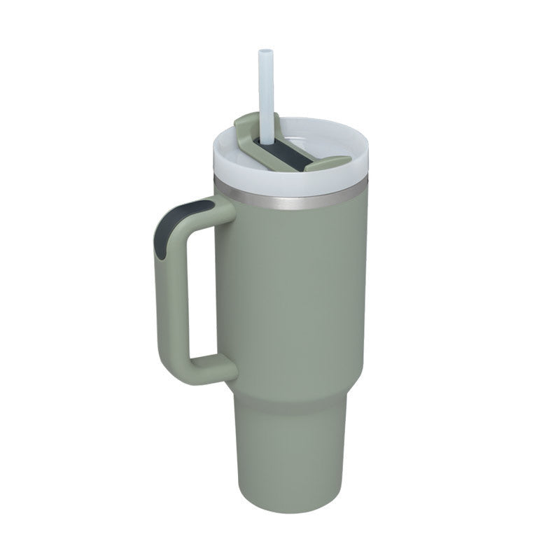 DecoRight 40oz Insulated Tumbler with Handle & Straw | Spill Proof Stainless Steel Mug