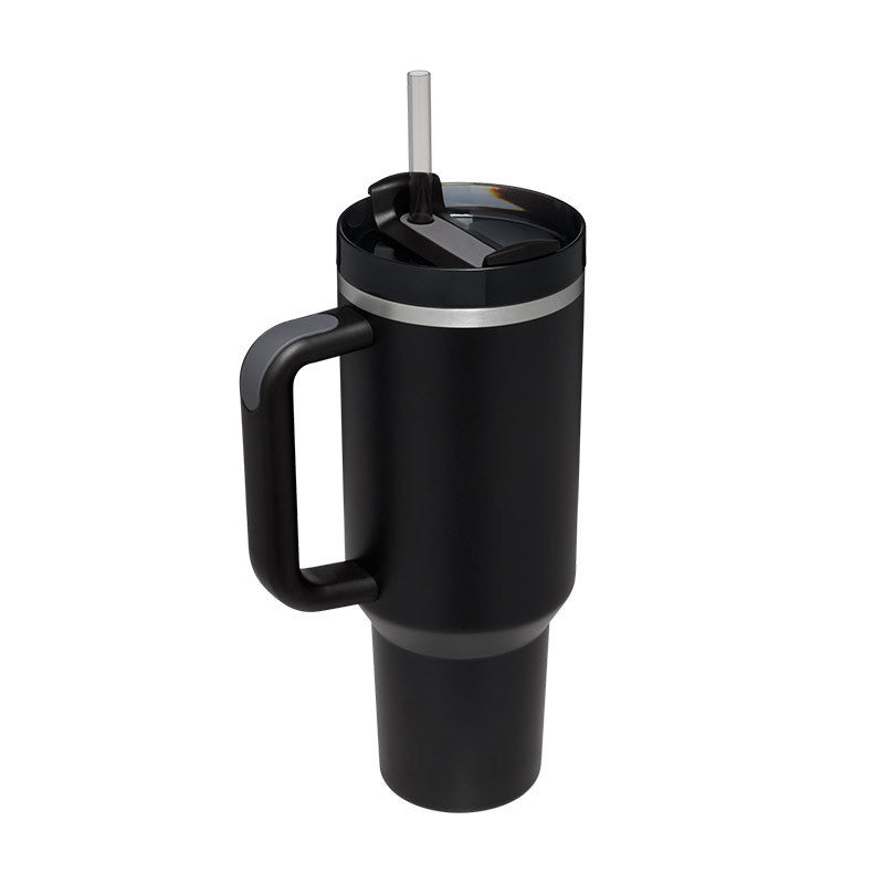 DecoRight 40oz Insulated Tumbler with Handle & Straw | Spill Proof Stainless Steel Mug