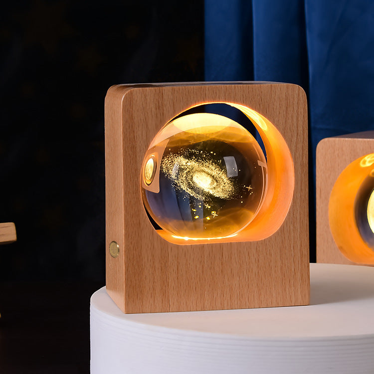 Beech Crystal Ball 3D Night Light | USB LED Engraved Lamp for Bedroom – DecoRight