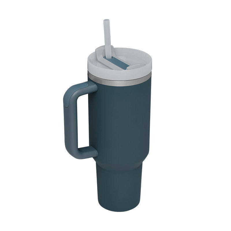 DecoRight 40oz Insulated Tumbler with Handle & Straw | Spill Proof Stainless Steel Mug