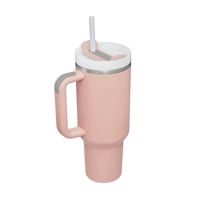DecoRight 40oz Insulated Tumbler with Handle & Straw | Spill Proof Stainless Steel Mug