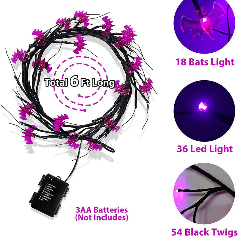Halloween LED Willow Vine String Lights | Bat & Pumpkin Party Décor – DecoRight