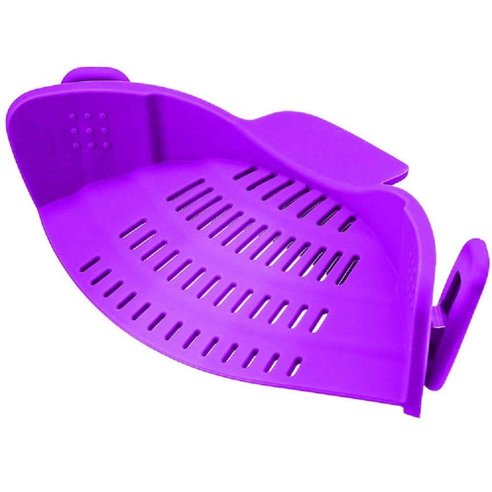Purple pet litter scoop on a white background